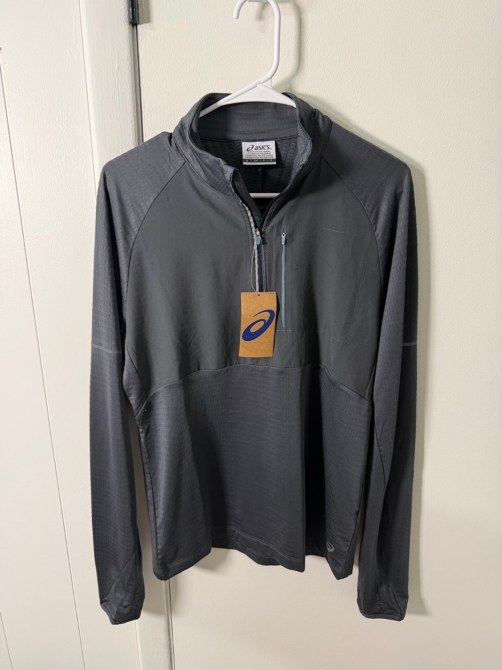 Asics Dark Gray/Teal Quarter-Zip Athletic Jacket